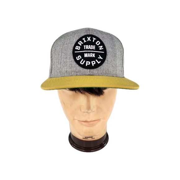Brixton Hats Oath III Snapback Wool Blend Yellow/Gray 6-Panel Hat Cap - Picture 1 of 11